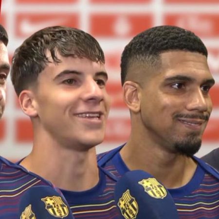 Las reacciones de Joan Garcia, Jofre Torrents, Araujo y Hansi Flick tras el inicio triunfal (0-3) en Son Moix