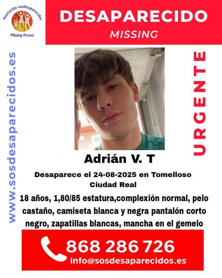 Foto de Adrián, joven desaparecido en Ciudad Real