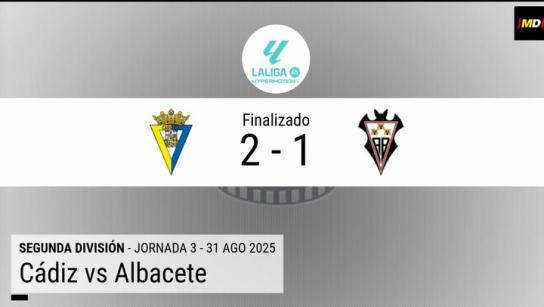 El Cádiz aprovecha el tiempo añadido y supera al Albacete