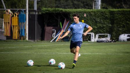 Luken Beitia en el entrenamiento del Sanse en Zubieta