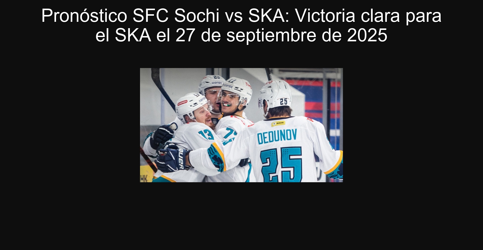 Pronóstico SFC Sochi vs SKA: Victoria clara para el SKA el 27 de septiembre de 2025