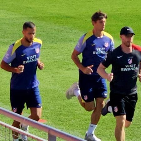 Entrenamiento del Atlético y se prepara para el Villarreal