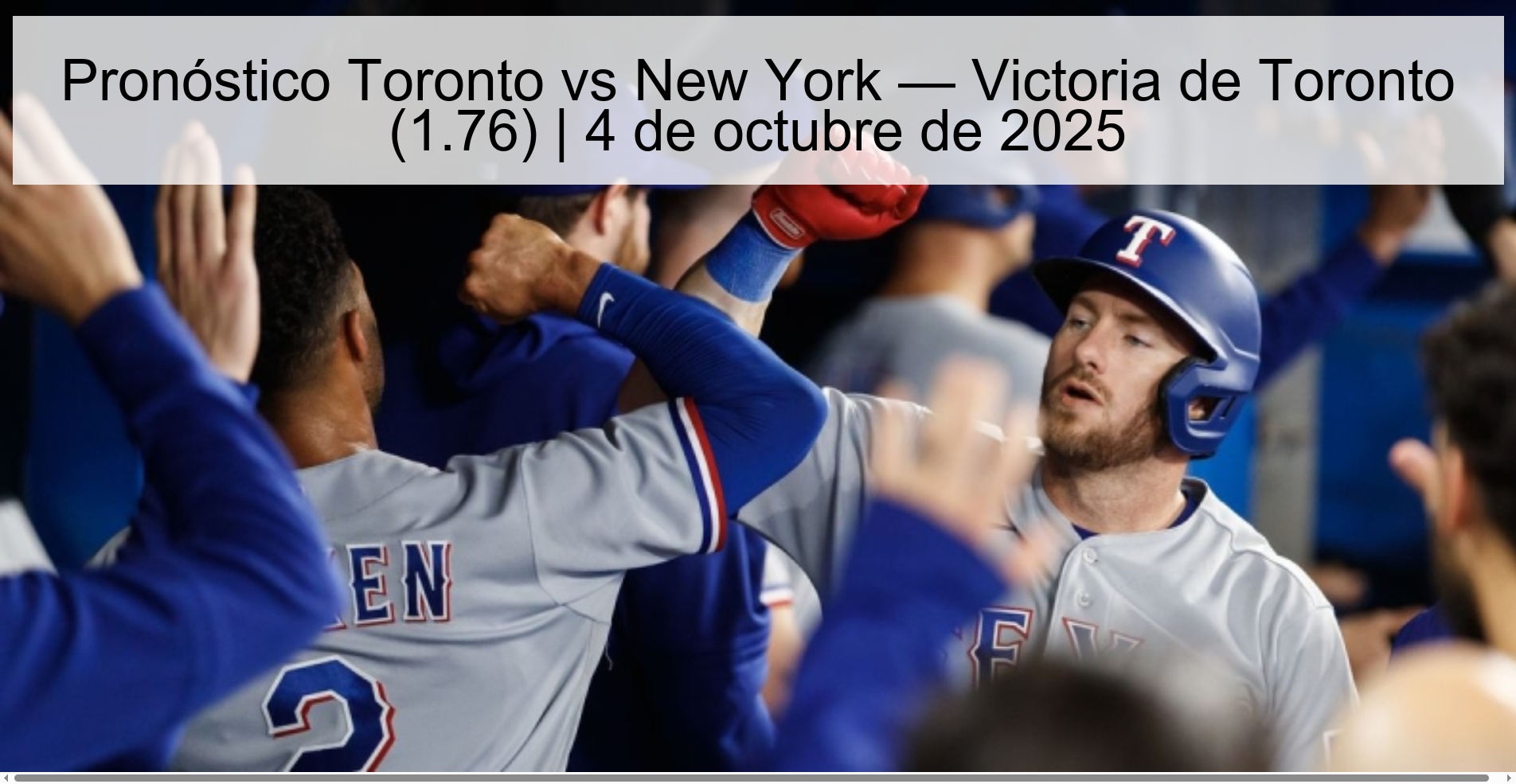 Pronóstico Toronto vs New York — Victoria de Toronto (1.76) | 4 de octubre de 2025