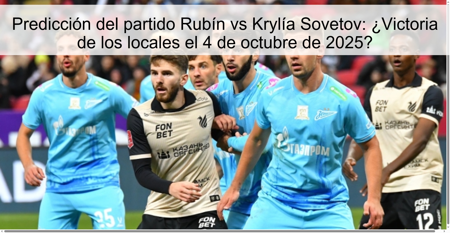 Predicción del partido Rubín vs Krylía Sovetov: ¿Victoria de los locales el 4 de octubre de 2025?