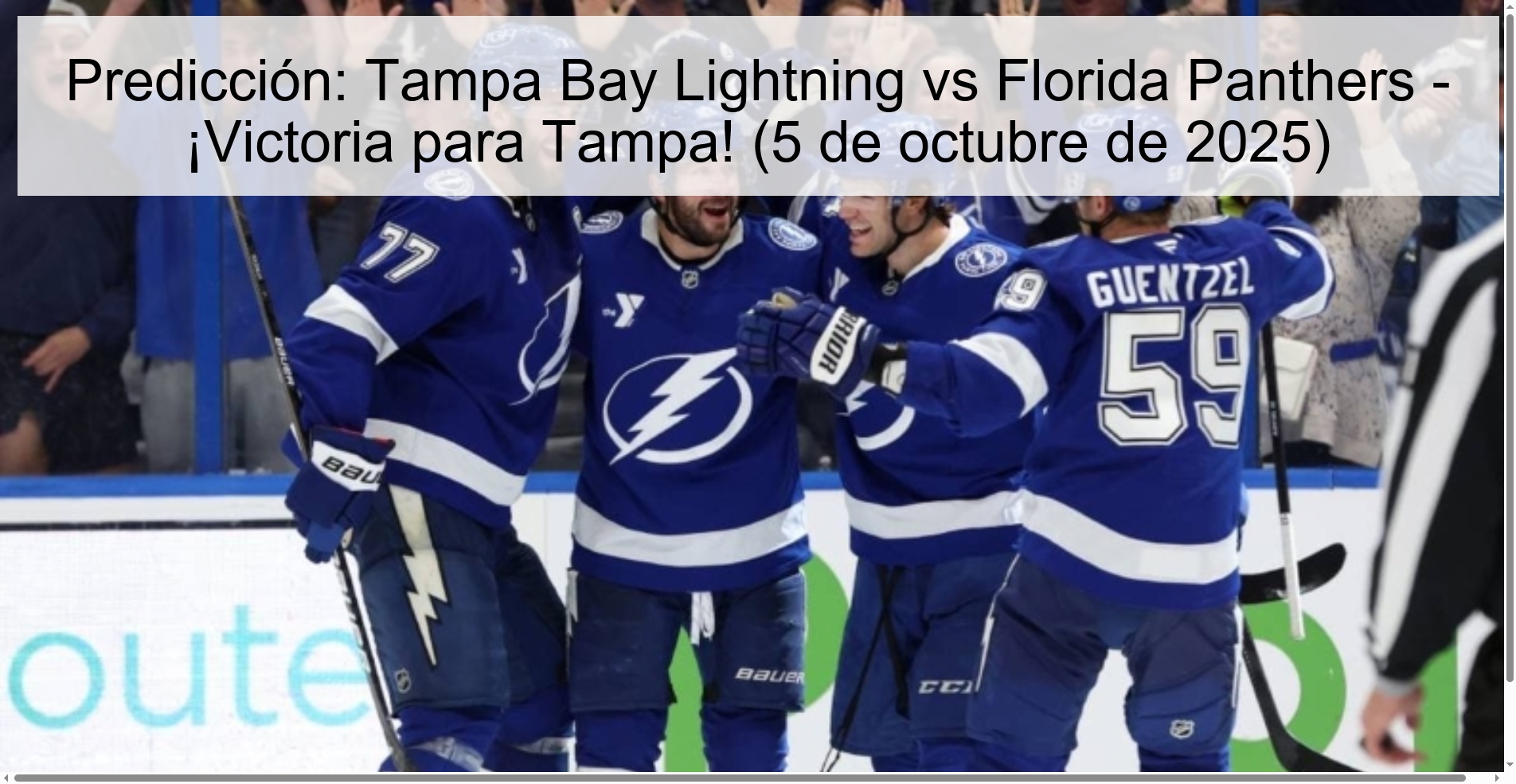 Predicción: Tampa Bay Lightning vs Florida Panthers - ¡Victoria para Tampa! (5 de octubre de 2025)
