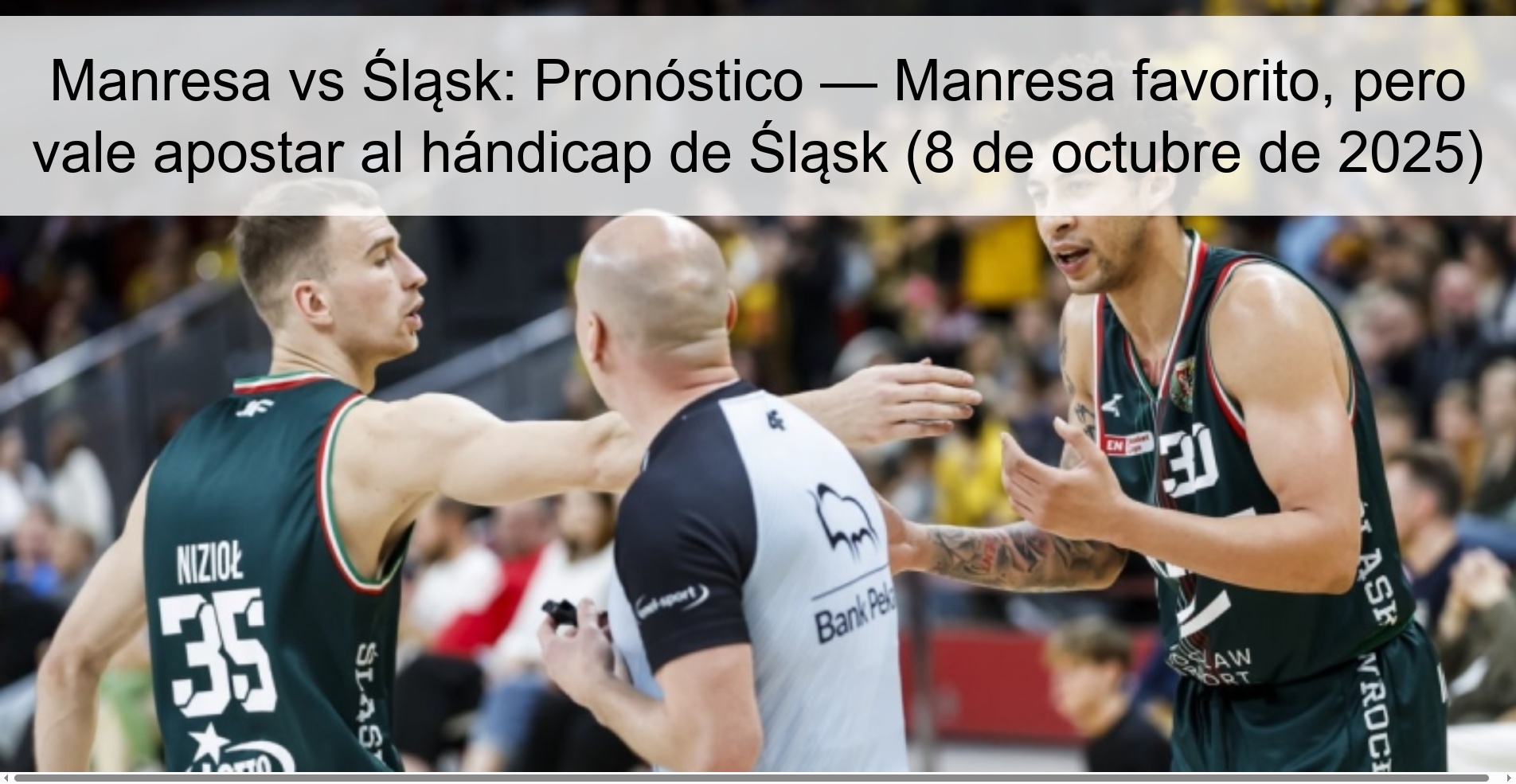 Manresa vs Śląsk: Pronóstico — Manresa favorito, pero vale apostar al hándicap de Śląsk (8 de octubre de 2025)