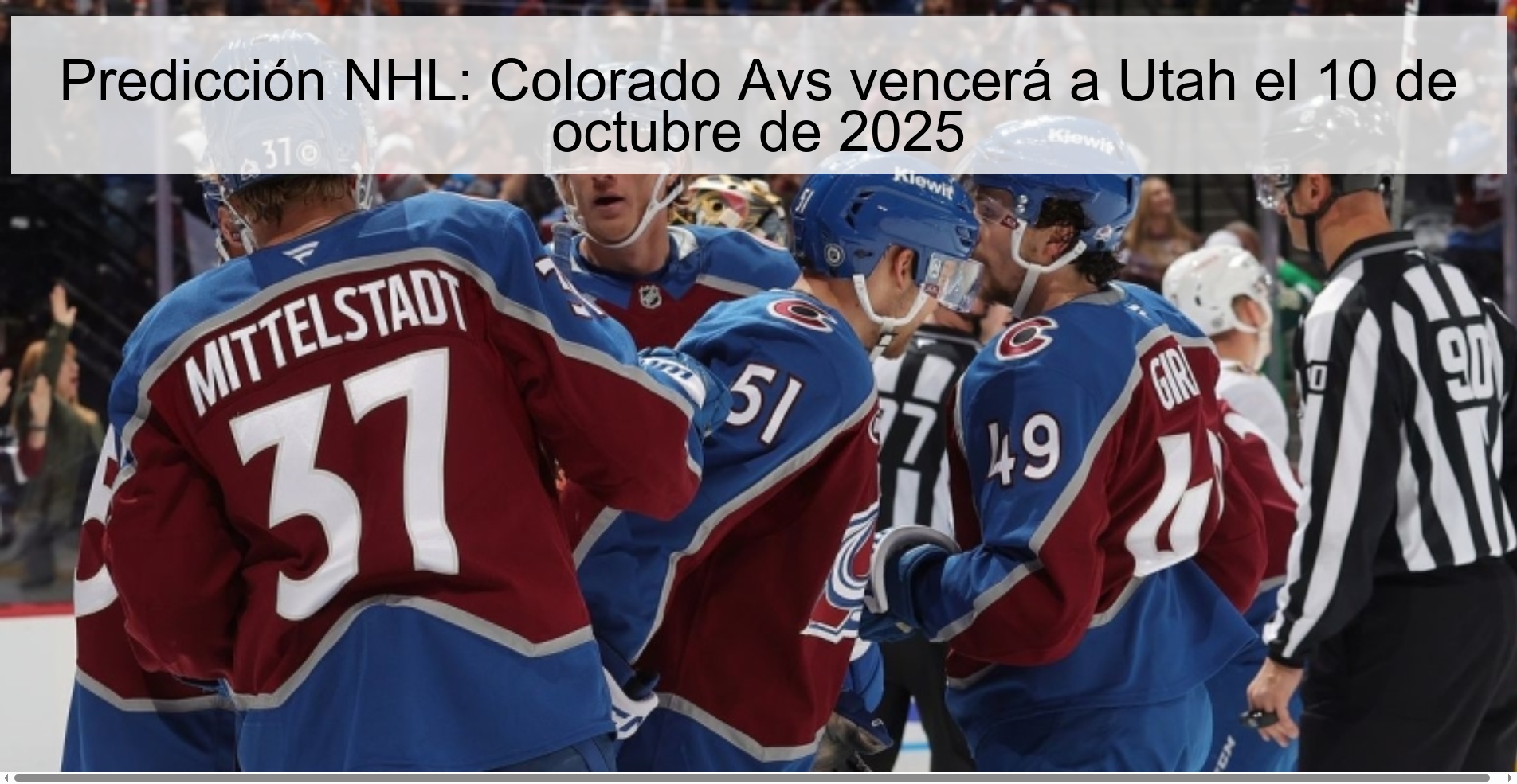 Predicción NHL: Colorado Avs vencerá a Utah el 10 de octubre de 2025