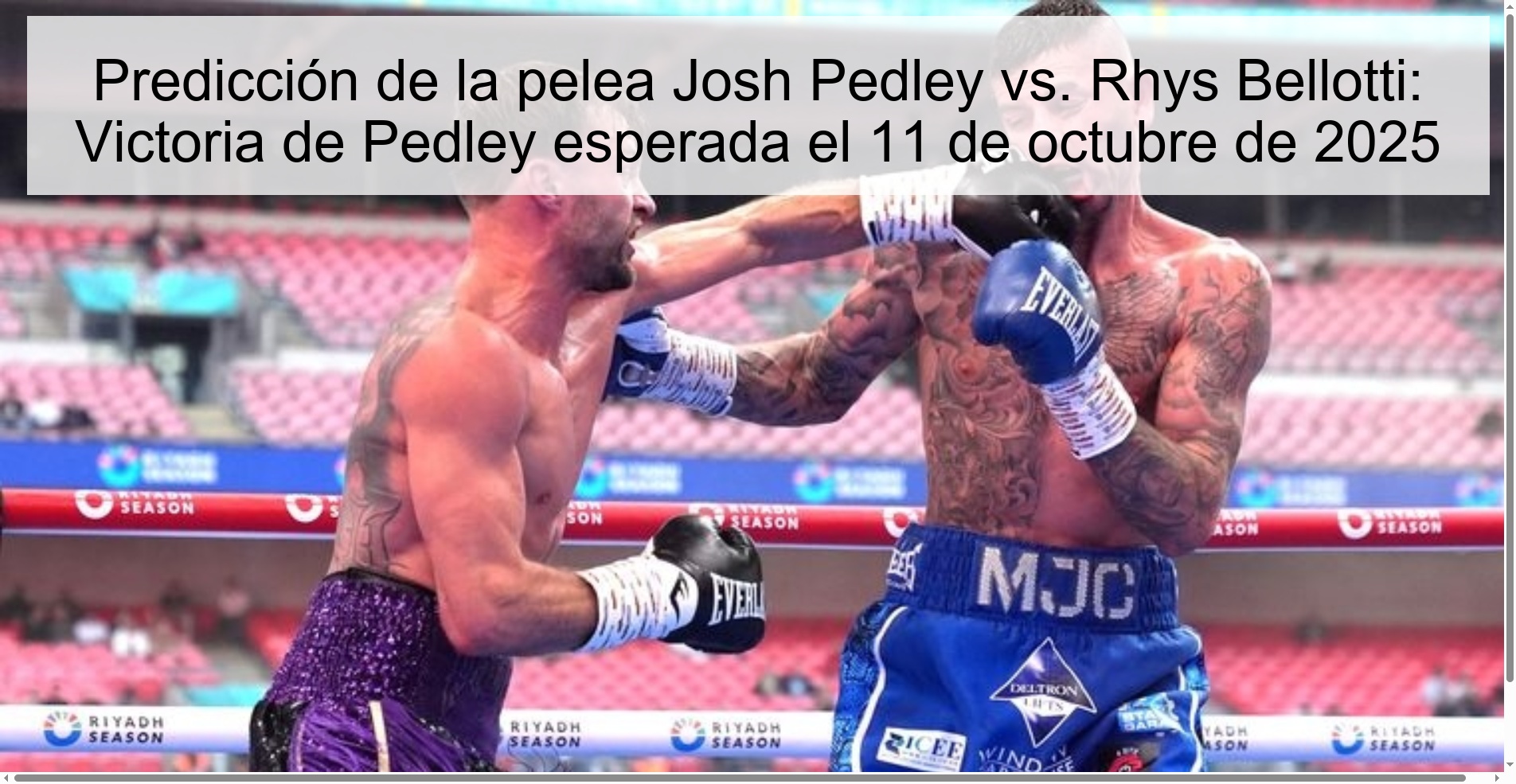 Predicción de la pelea Josh Pedley vs. Rhys Bellotti: Victoria de Pedley esperada el 11 de octubre de 2025