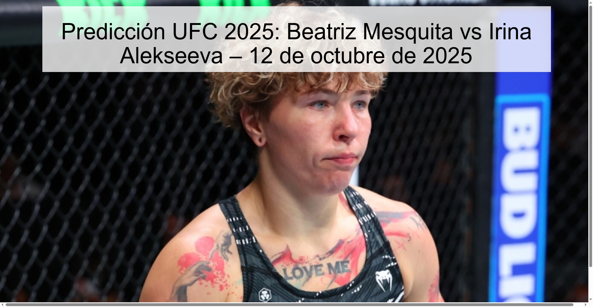 Predicción UFC 2025: Beatriz Mesquita vs Irina Alekseeva – 12 de octubre de 2025