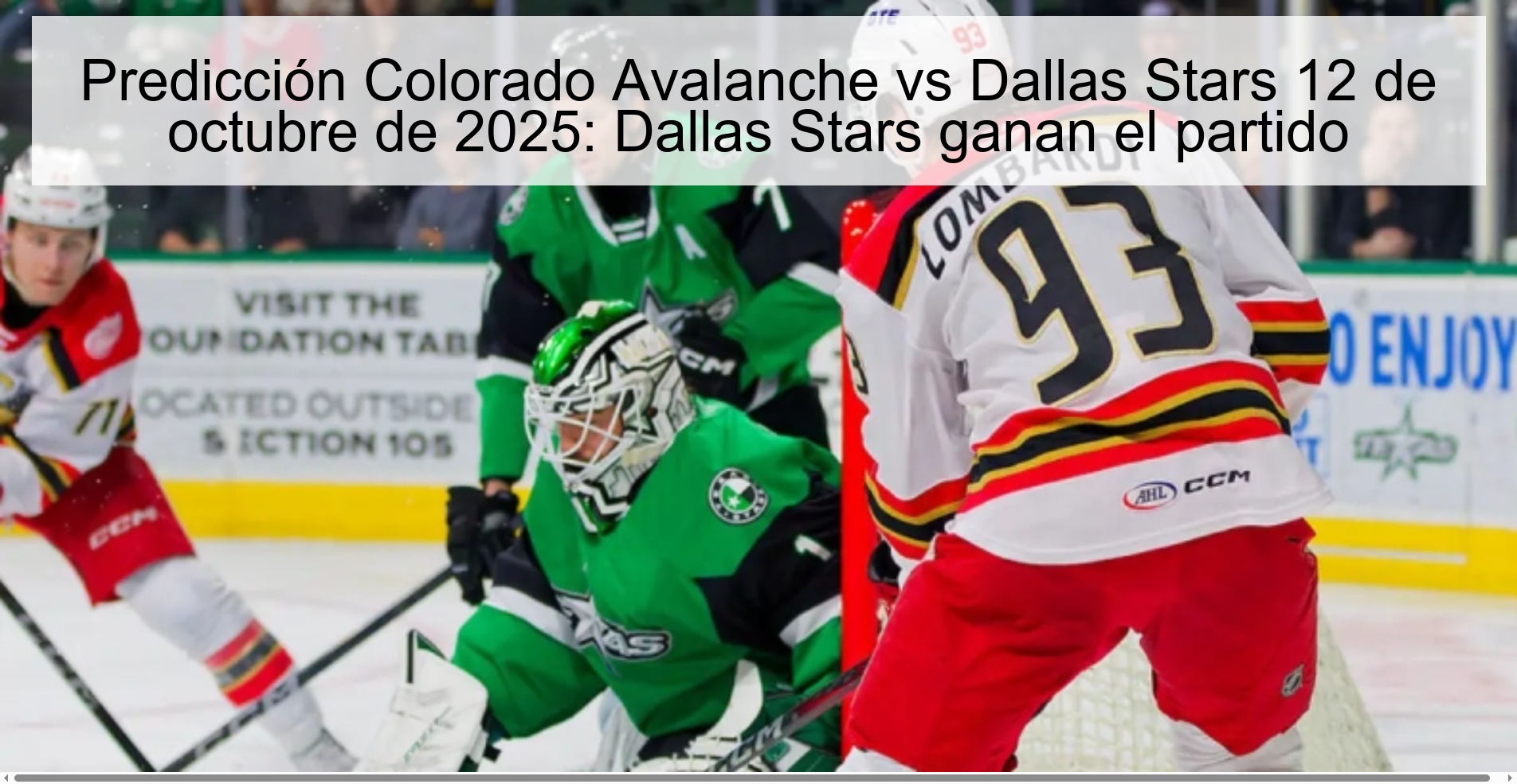 Predicción Colorado Avalanche vs Dallas Stars 12 de octubre de 2025: Dallas Stars ganan el partido