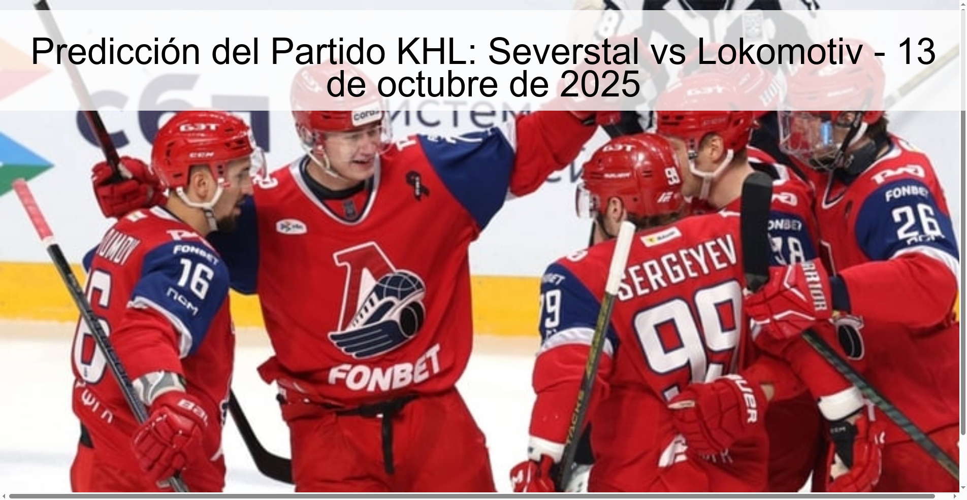 Predicción del Partido KHL: Severstal vs Lokomotiv - 13 de octubre de 2025