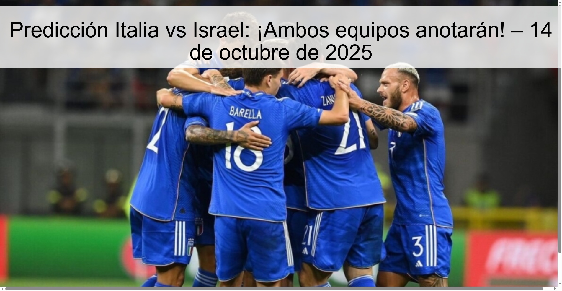 Predicción Italia vs Israel: ¡Ambos equipos anotarán! – 14 de octubre de 2025