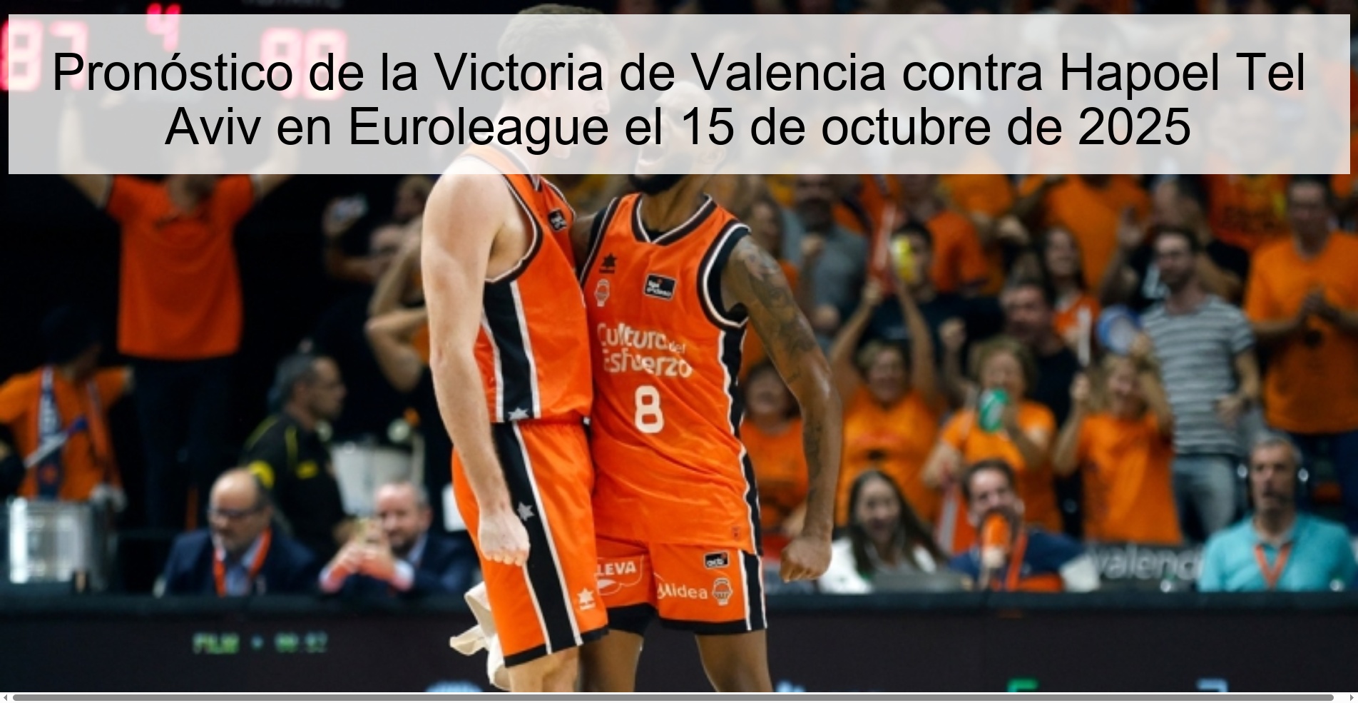 Pronóstico de la Victoria de Valencia contra Hapoel Tel Aviv en Euroleague el 15 de octubre de 2025
