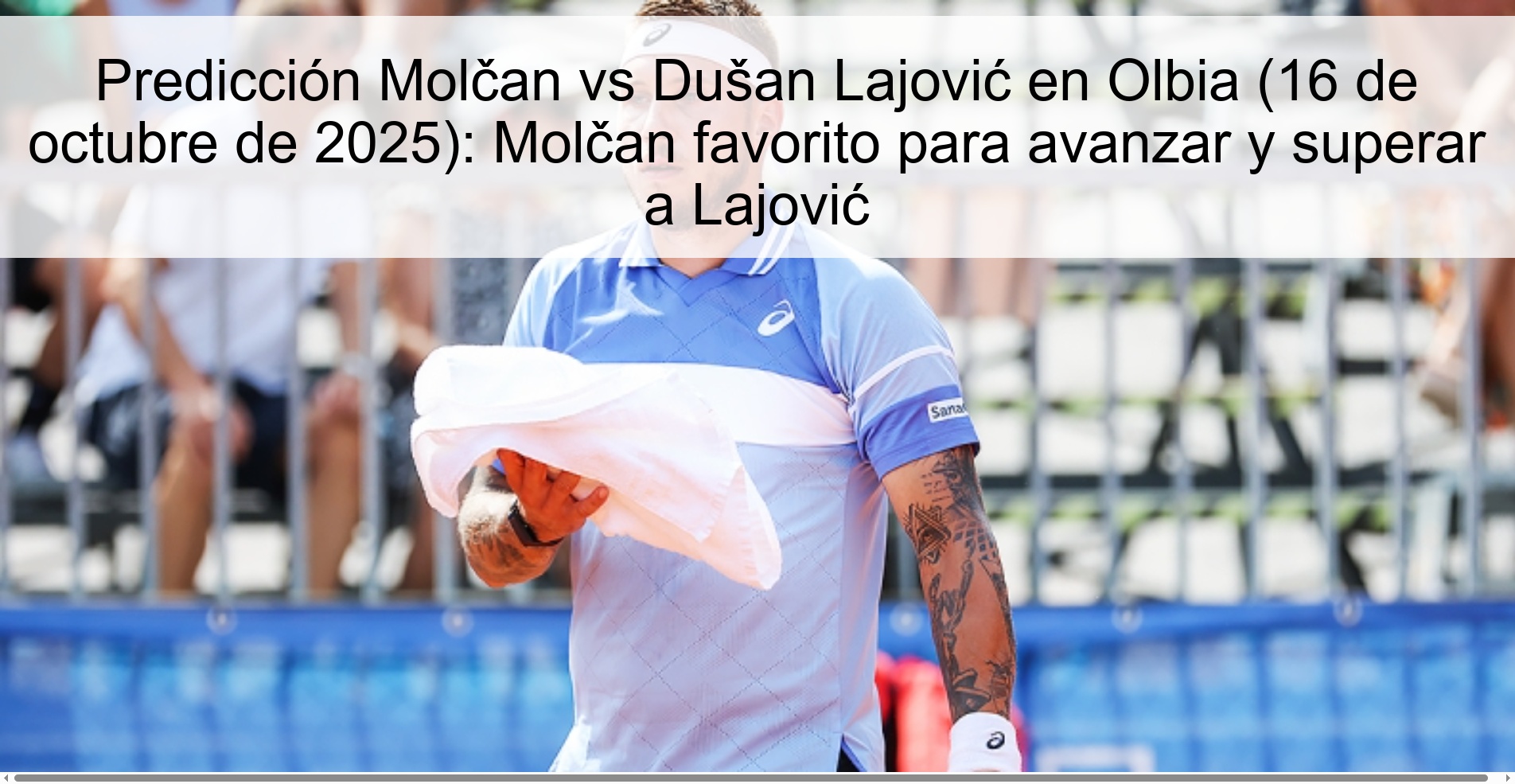 Predicción Molčan vs Dušan Lajović en Olbia (16 de octubre de 2025): Molčan favorito para avanzar y superar a Lajović