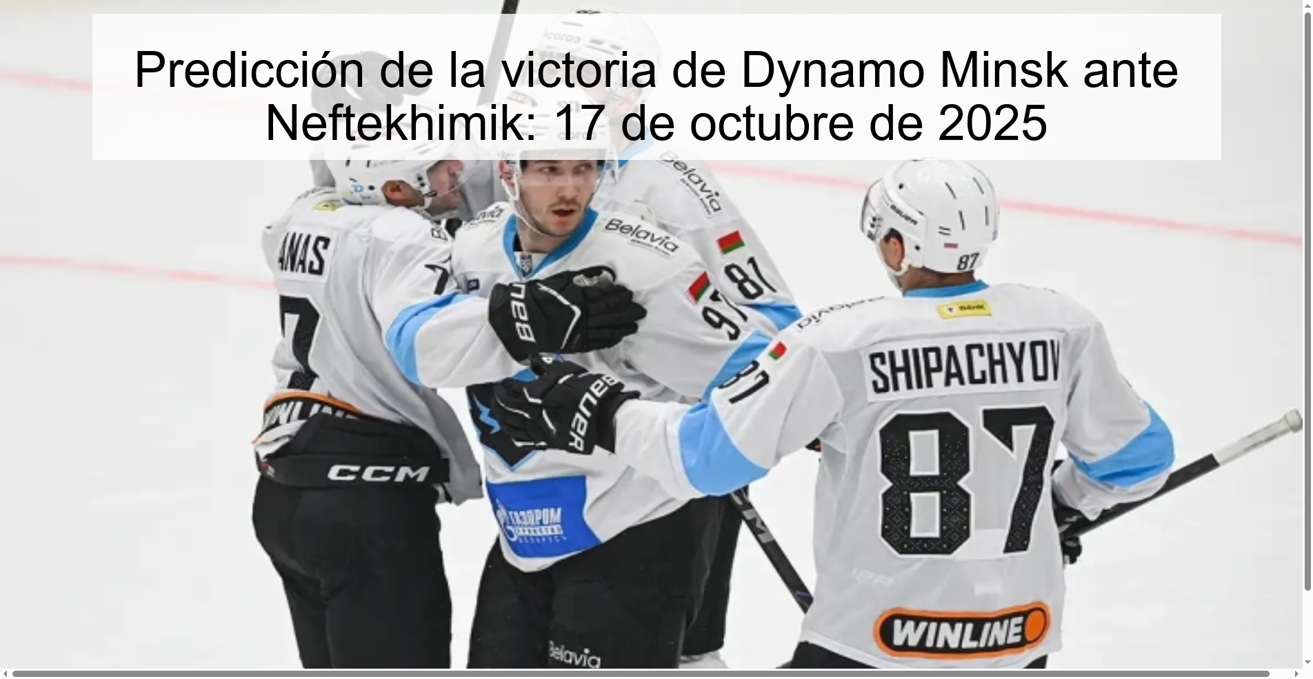 Predicción de la victoria de Dynamo Minsk ante Neftekhimik: 17 de octubre de 2025