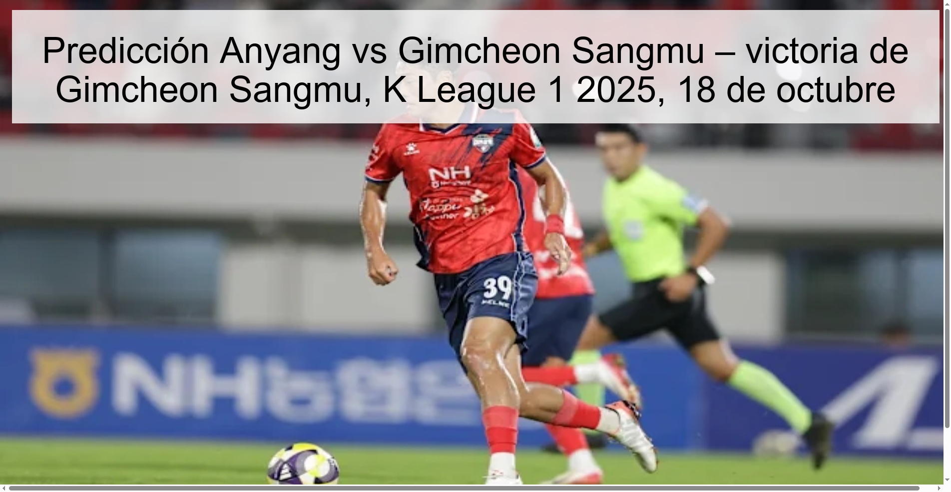 Predicción Anyang vs Gimcheon Sangmu – victoria de Gimcheon Sangmu, K League 1 2025, 18 de octubre