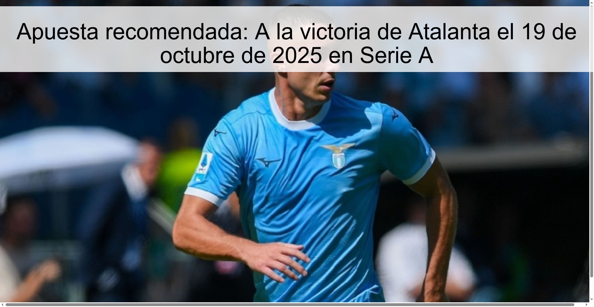 Apuesta recomendada: A la victoria de Atalanta el 19 de octubre de 2025 en Serie A