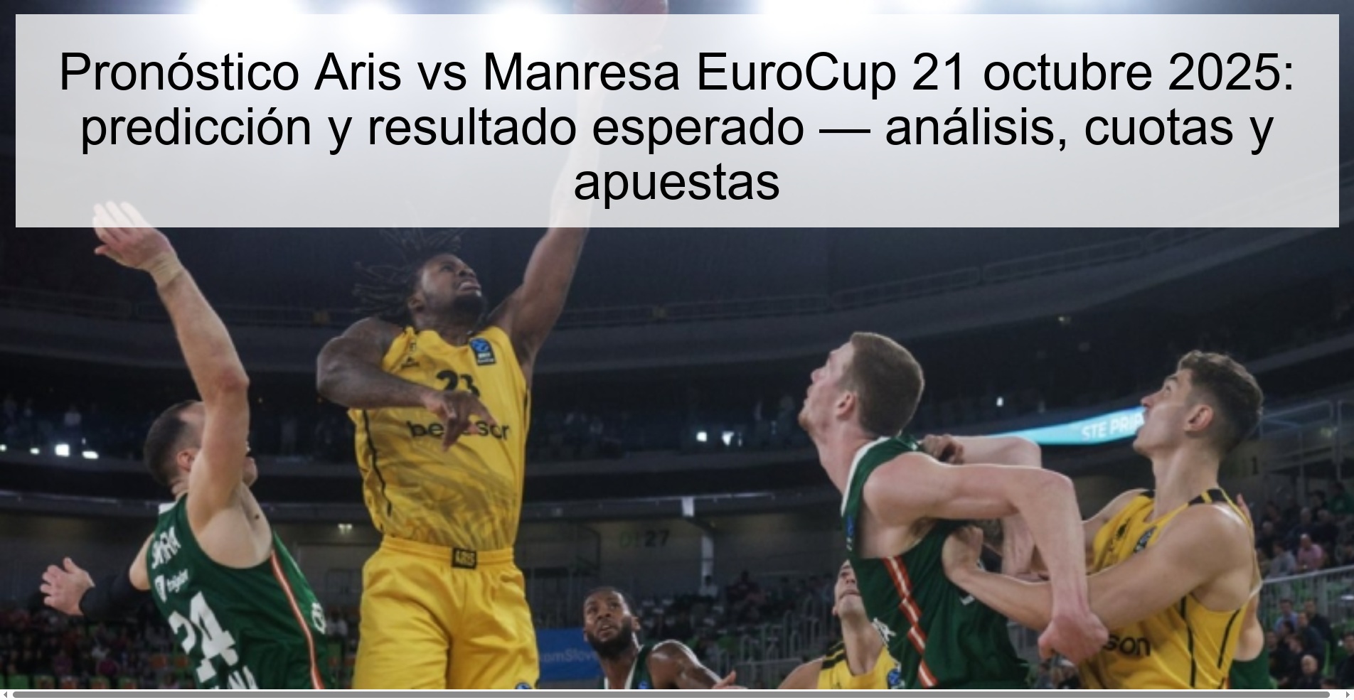 Pronóstico Aris vs Manresa EuroCup 21 octubre 2025: predicción y resultado esperado — análisis, cuotas y apuestas