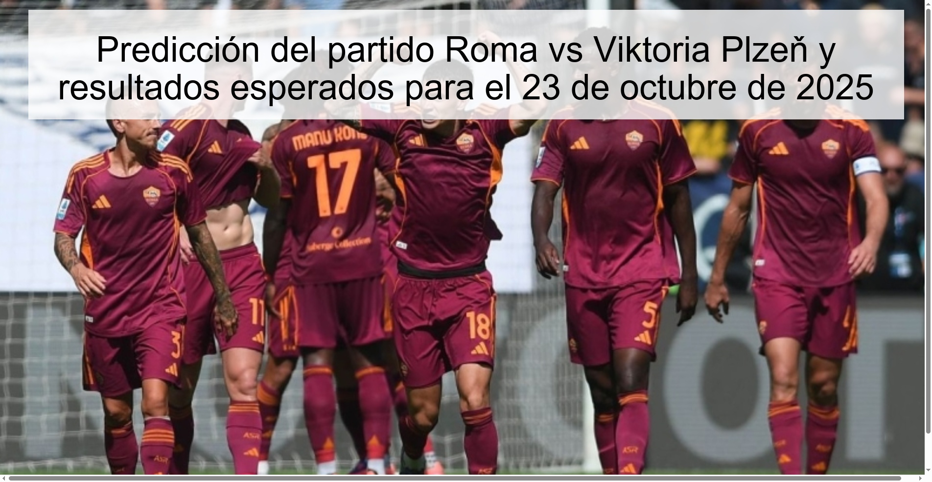 Predicción del partido Roma vs Viktoria Plzeň y resultados esperados para el 23 de octubre de 2025