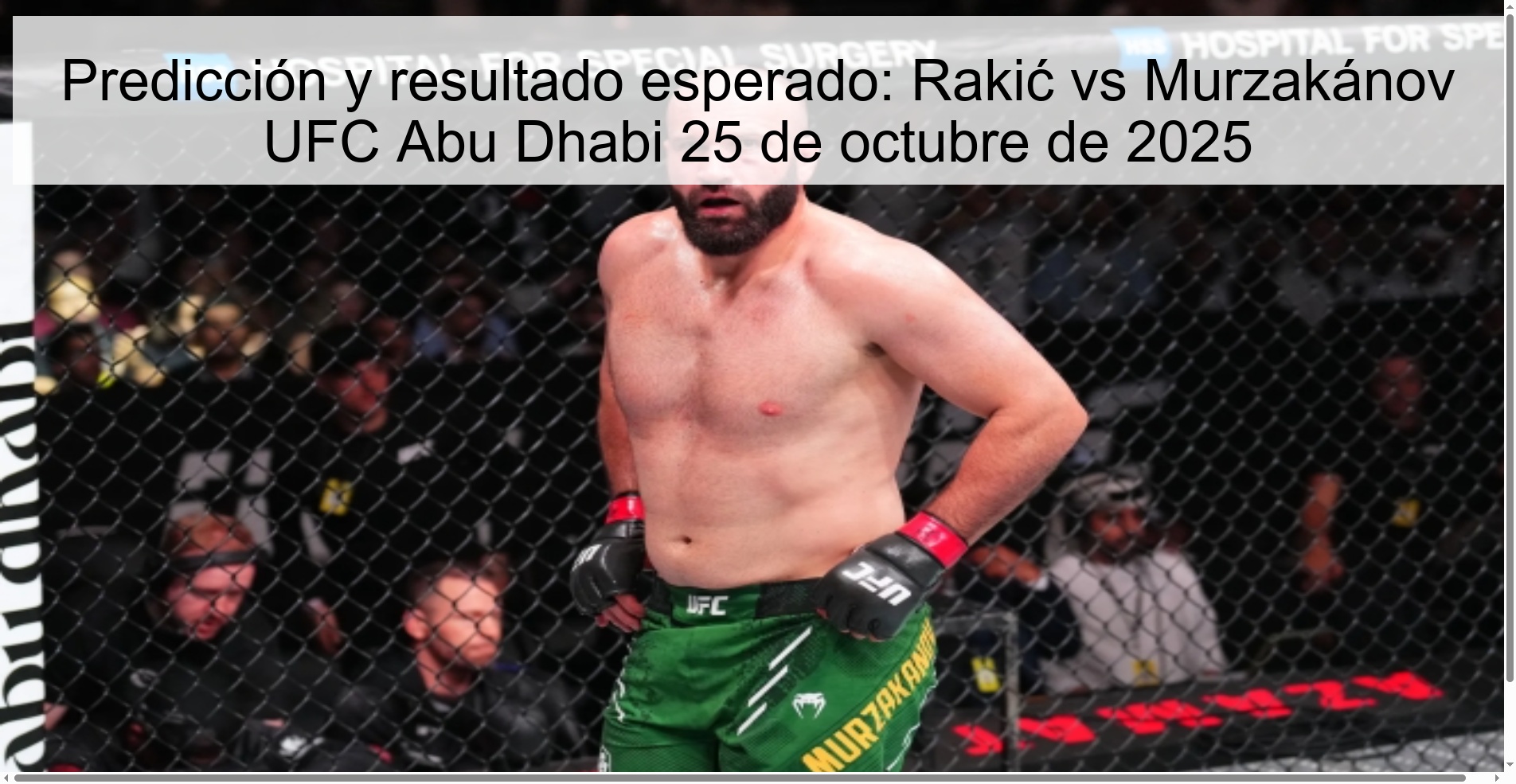 Predicción y resultado esperado: Rakić vs Murzakánov UFC Abu Dhabi 25 de octubre de 2025