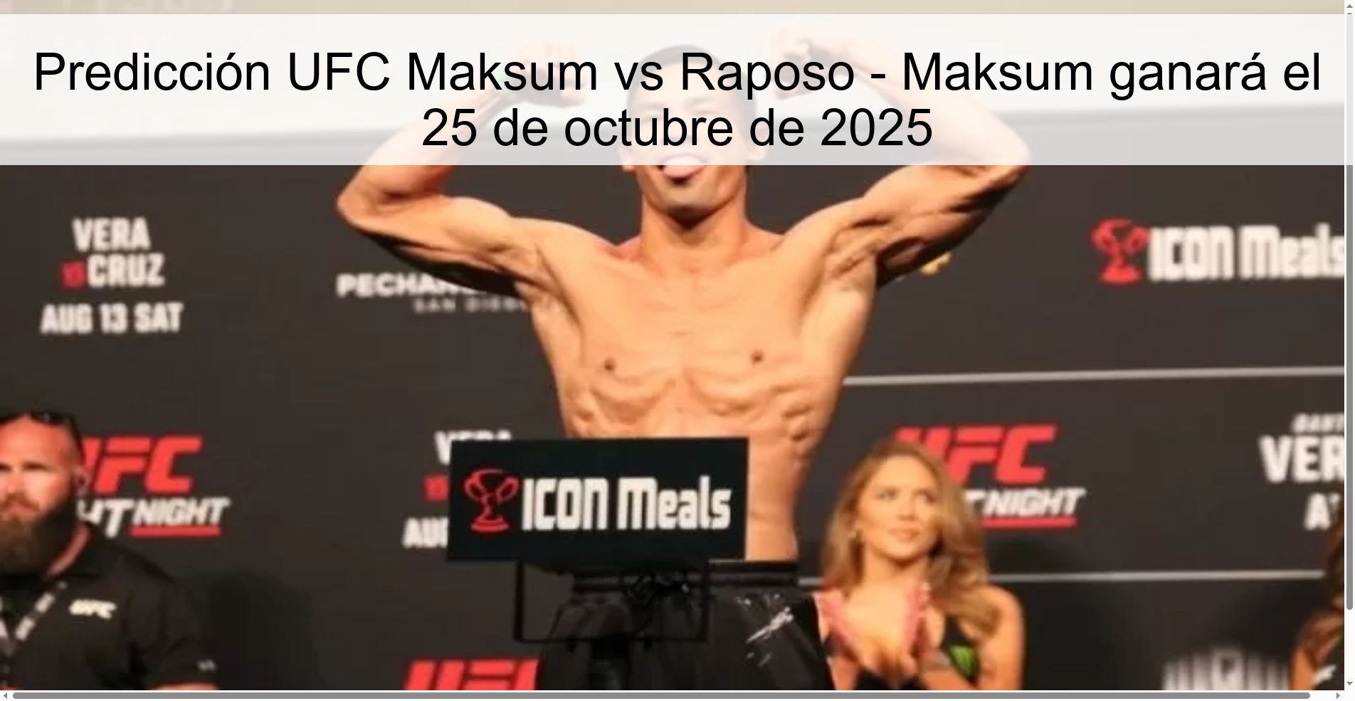 Predicción UFC Maksum vs Raposo - Maksum ganará el 25 de octubre de 2025