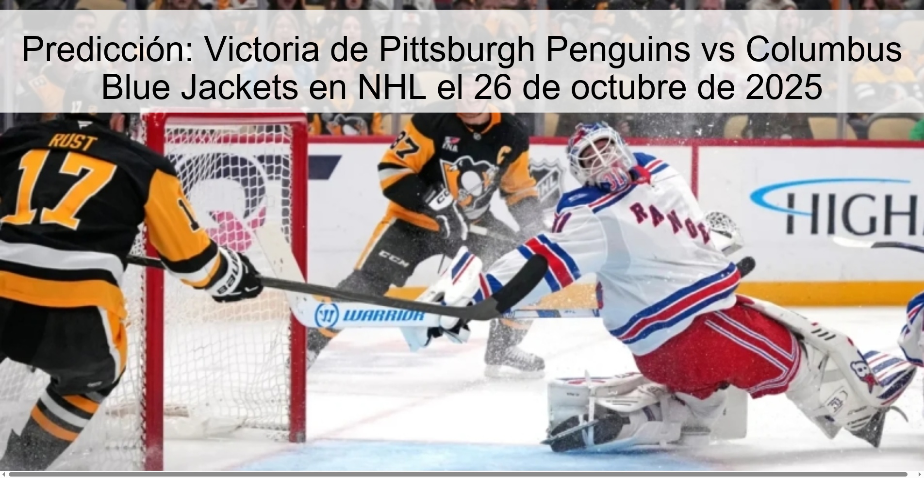 Predicción: Victoria de Pittsburgh Penguins vs Columbus Blue Jackets en NHL el 26 de octubre de 2025