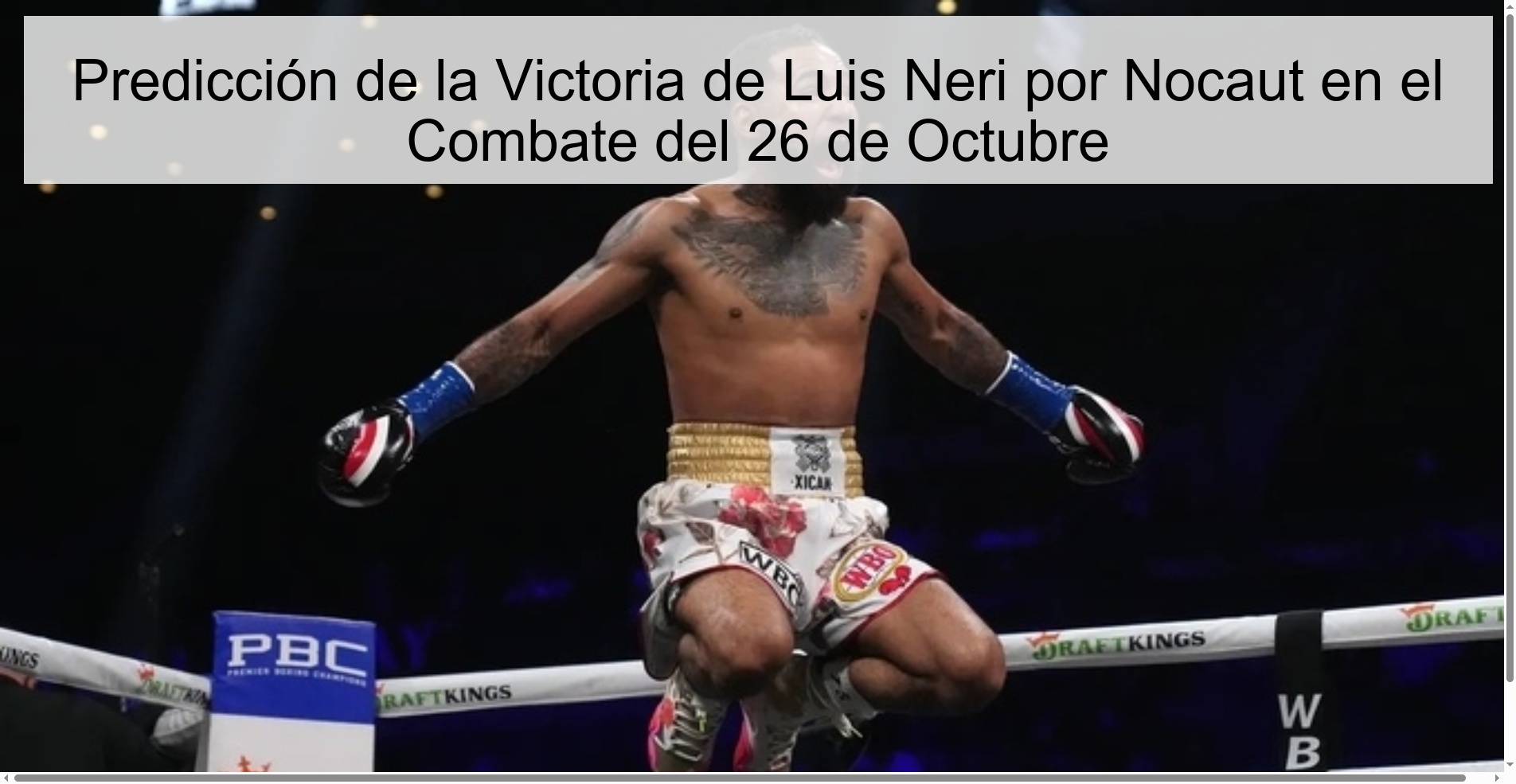 Predicción de la Victoria de Luis Neri por Nocaut en el Combate del 26 de Octubre