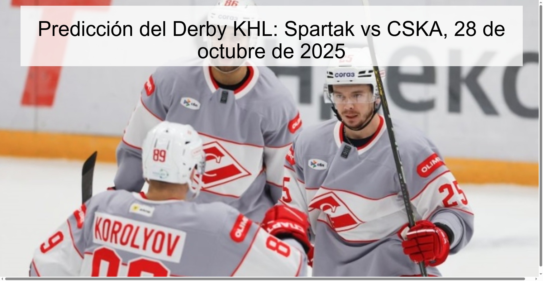 Predicción del Derby KHL: Spartak vs CSKA, 28 de octubre de 2025