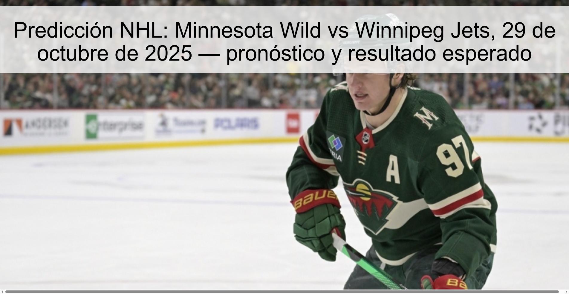 Predicción NHL: Minnesota Wild vs Winnipeg Jets, 29 de octubre de 2025 — pronóstico y resultado esperado