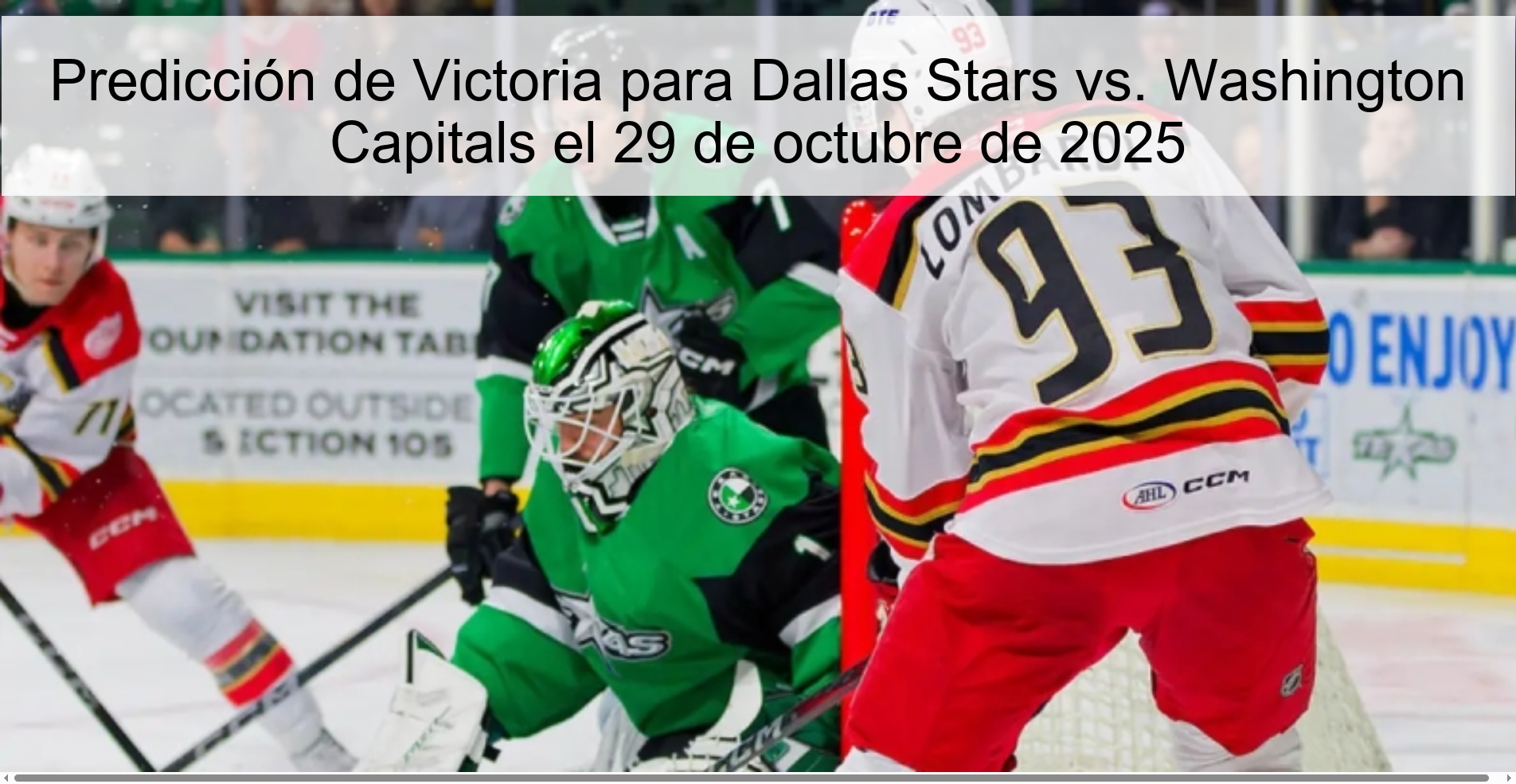 Predicción de Victoria para Dallas Stars vs. Washington Capitals el 29 de octubre de 2025
