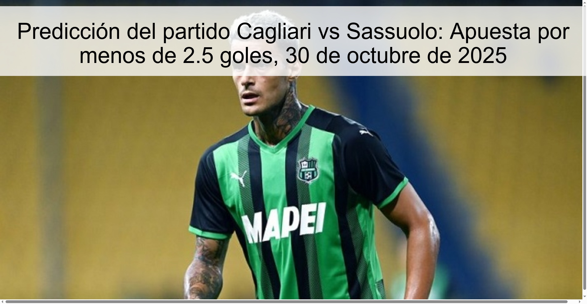 Predicción del partido Cagliari vs Sassuolo: Apuesta por menos de 2.5 goles, 30 de octubre de 2025