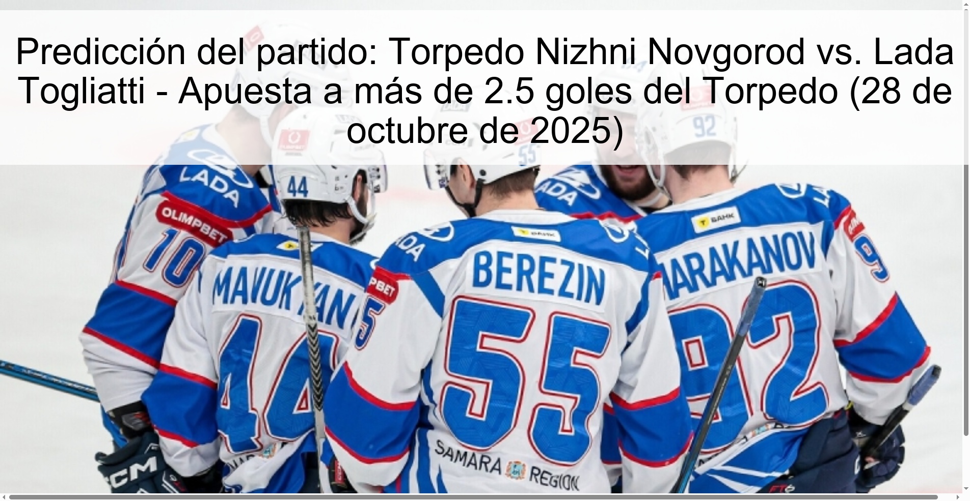 Predicción del partido: Torpedо Nizhni Novgorod vs. Lada Togliatti - Apuesta a más de 2.5 goles del Torpedо (28 de octubre de 2025)