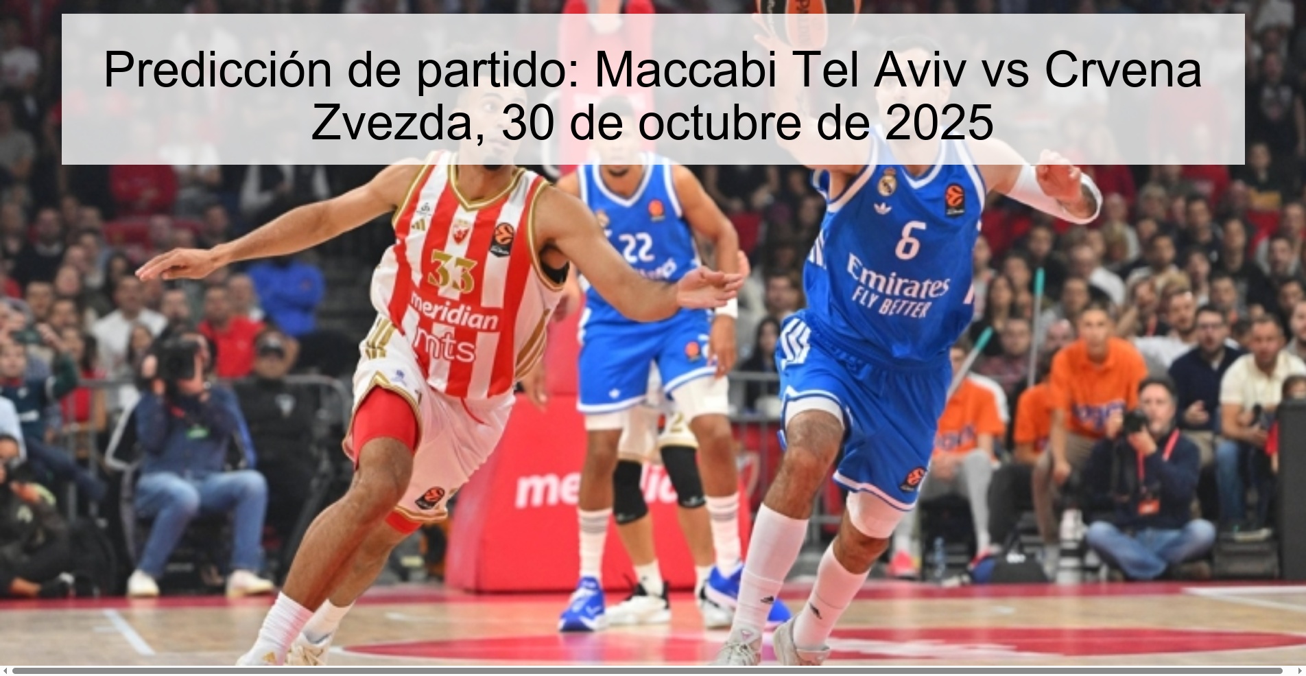 Predicción de partido: Maccabi Tel Aviv vs Crvena Zvezda, 30 de octubre de 2025