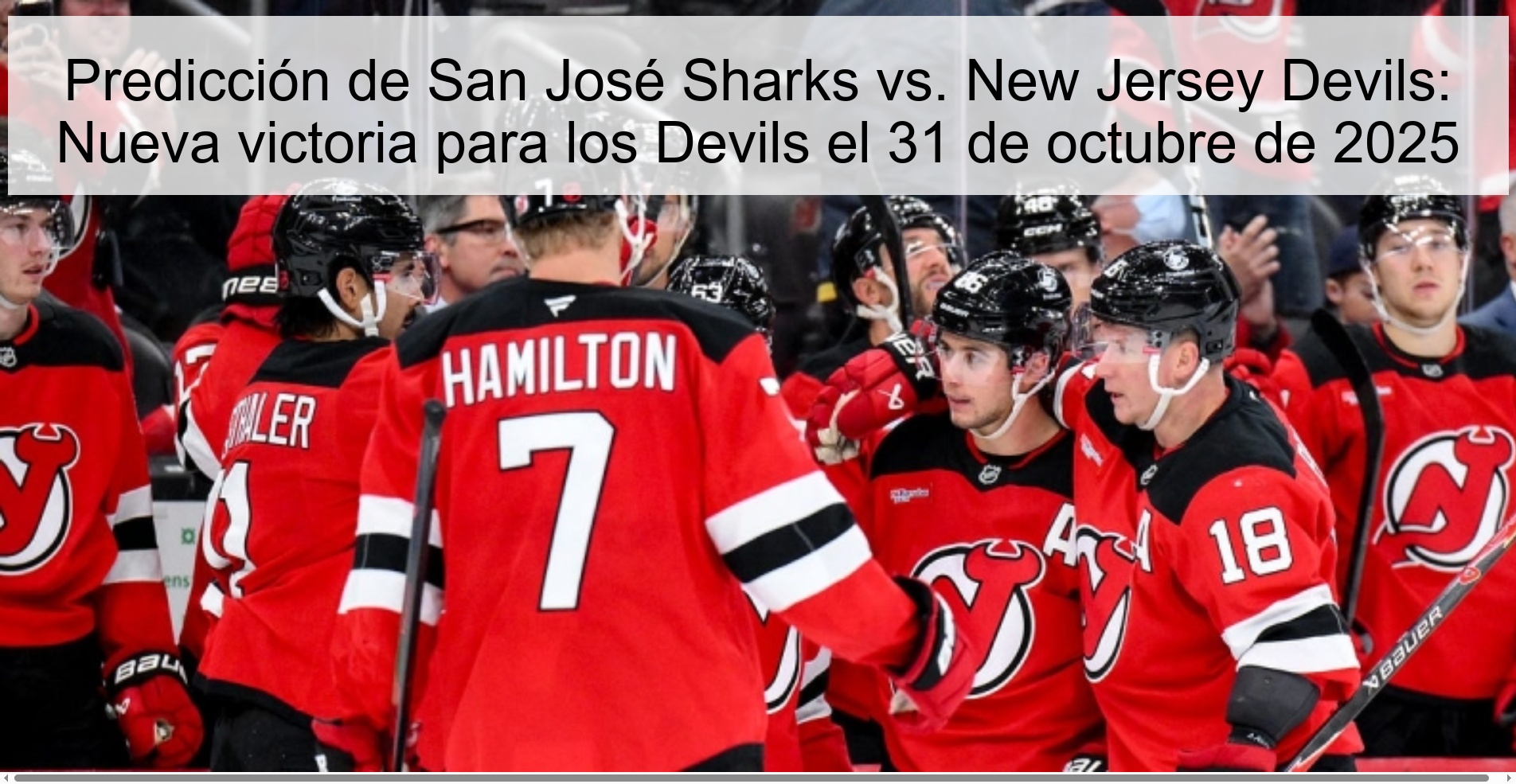 Predicción de San José Sharks vs. New Jersey Devils: Nueva victoria para los Devils el 31 de octubre de 2025