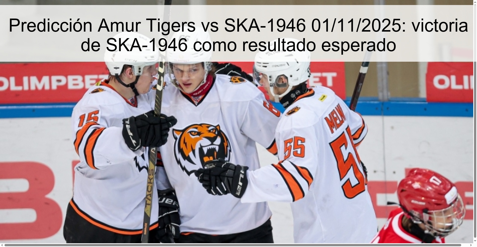 Predicción Amur Tigers vs SKA-1946 01/11/2025: victoria de SKA-1946 como resultado esperado