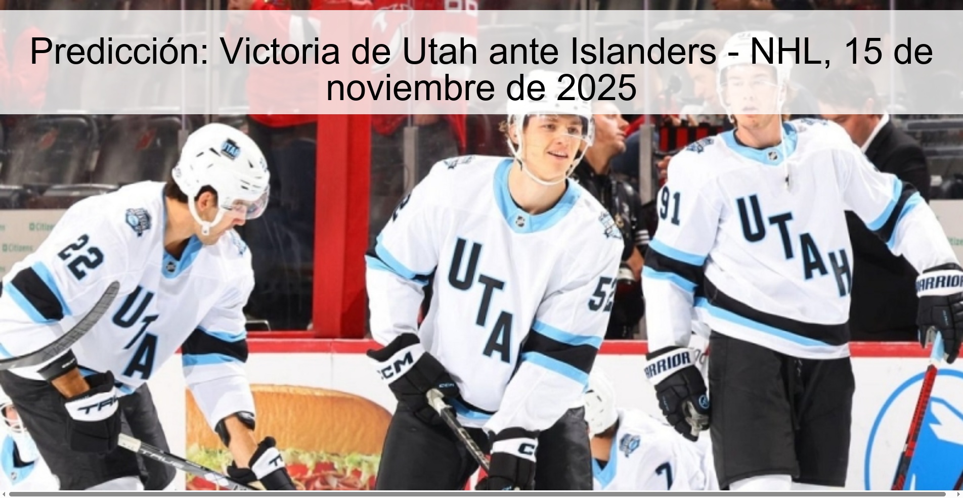 Predicción: Victoria de Utah ante Islanders - NHL, 15 de noviembre de 2025 1 323708