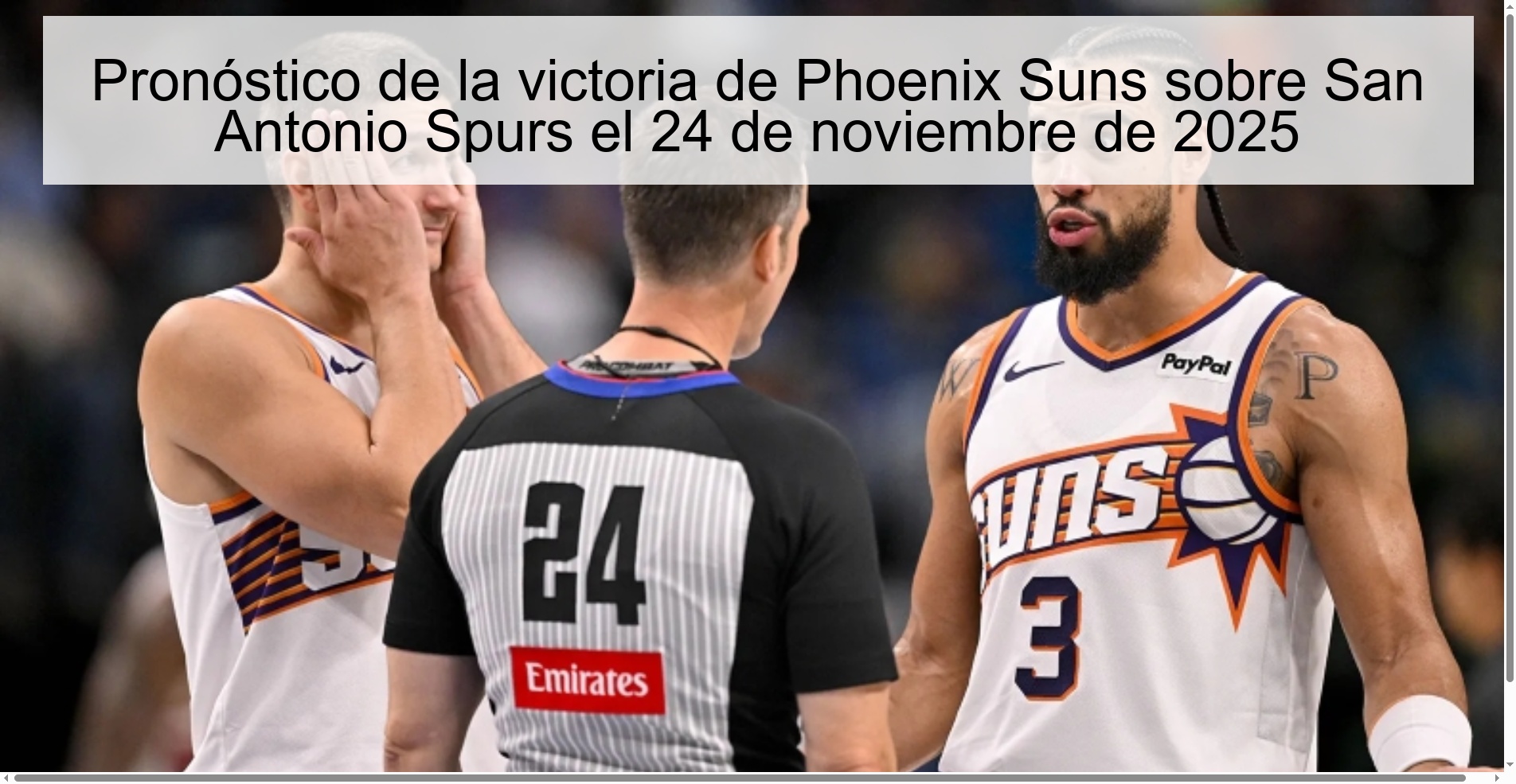 Pronóstico de la victoria de Phoenix Suns sobre San Antonio Spurs el 24 de noviembre de 2025 1 326741