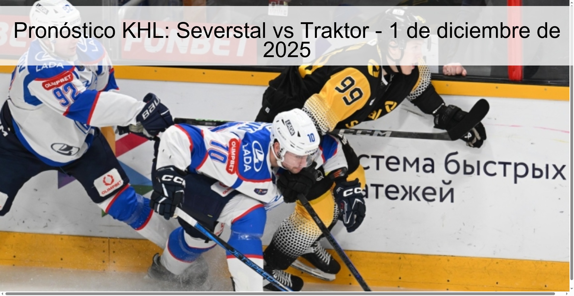Pronóstico KHL: Severstal vs Traktor - 1 de diciembre de 2025 1 329365