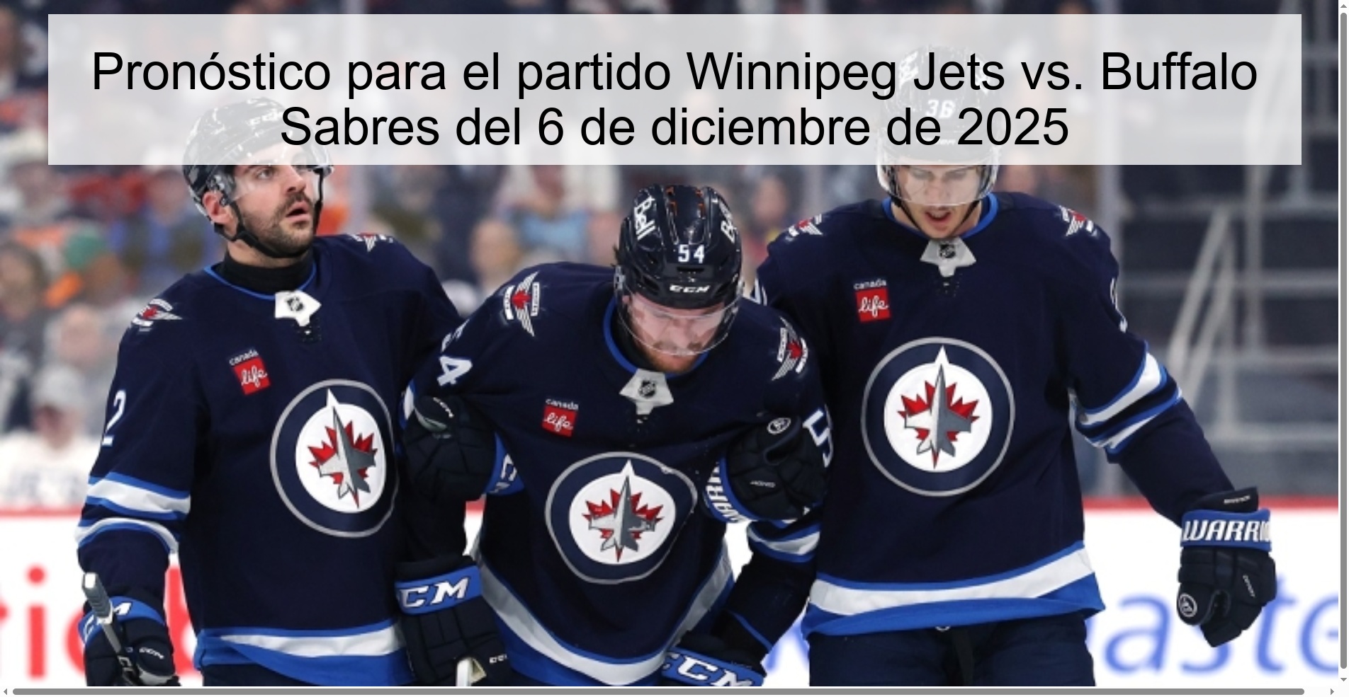 Pronóstico para el partido Winnipeg Jets vs. Buffalo Sabres del 6 de diciembre de 2025
