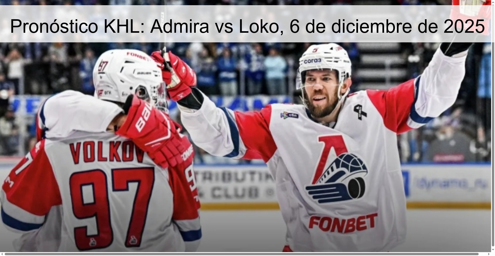 Pronóstico KHL: Admira vs Loko, 6 de diciembre de 2025