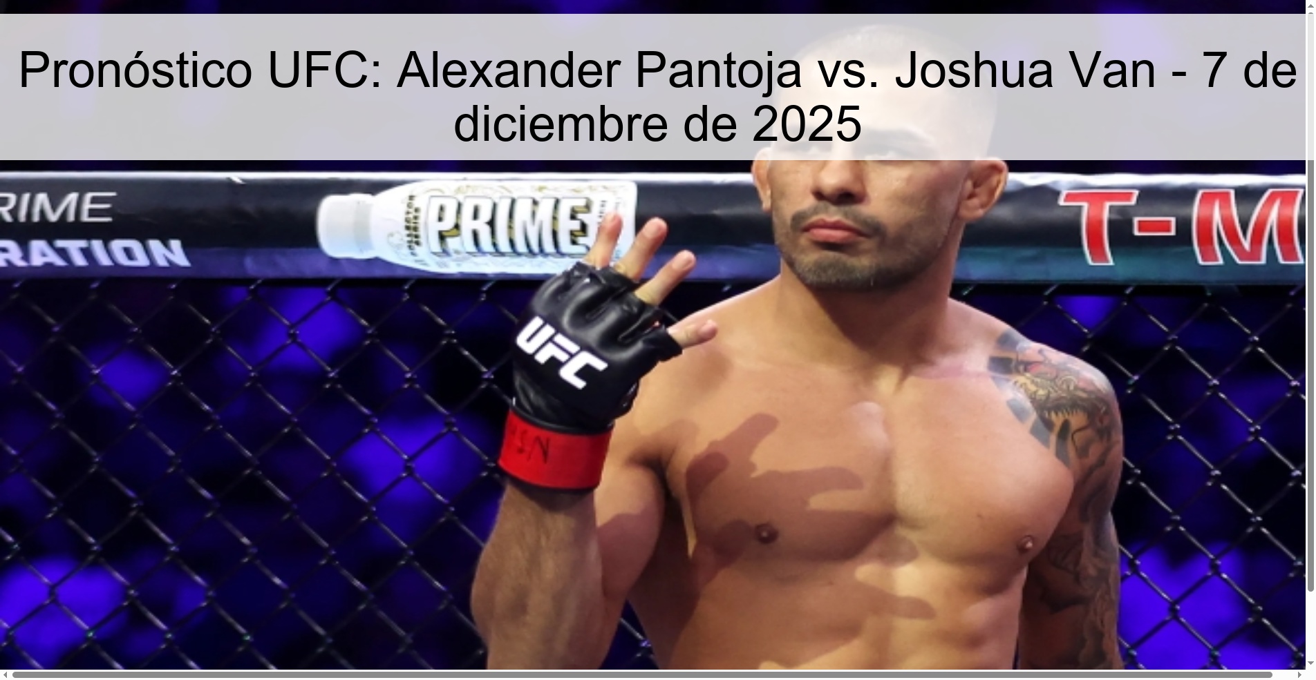 Pronóstico UFC: Alexander Pantoja vs. Joshua Van - 7 de diciembre de 2025