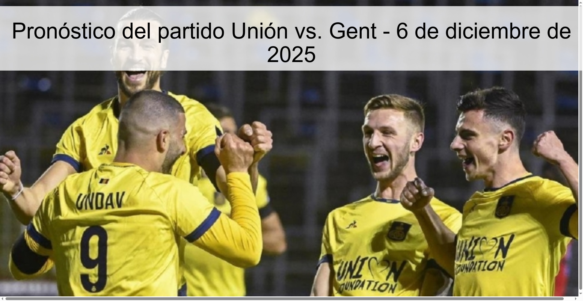 Pronóstico del partido Unión vs. Gent - 6 de diciembre de 2025