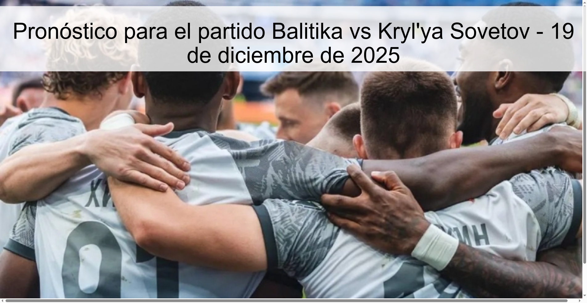 Pronóstico para el partido Balitika vs Kryl'ya Sovetov - 19 de diciembre de 2025