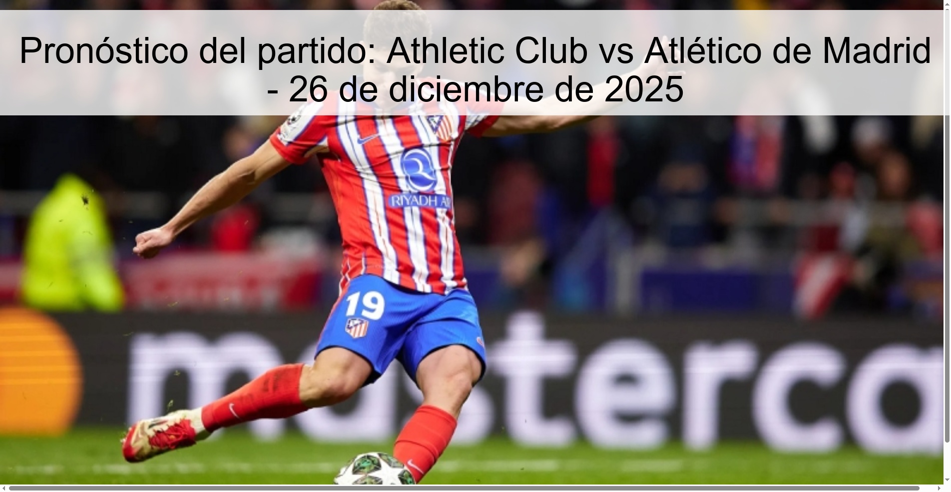 Pronóstico del partido: Athletic Club vs Atlético de Madrid - 26 de diciembre de 2025