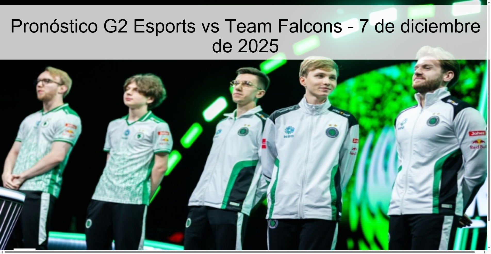 Pronóstico G2 Esports vs Team Falcons - 7 de diciembre de 2025
