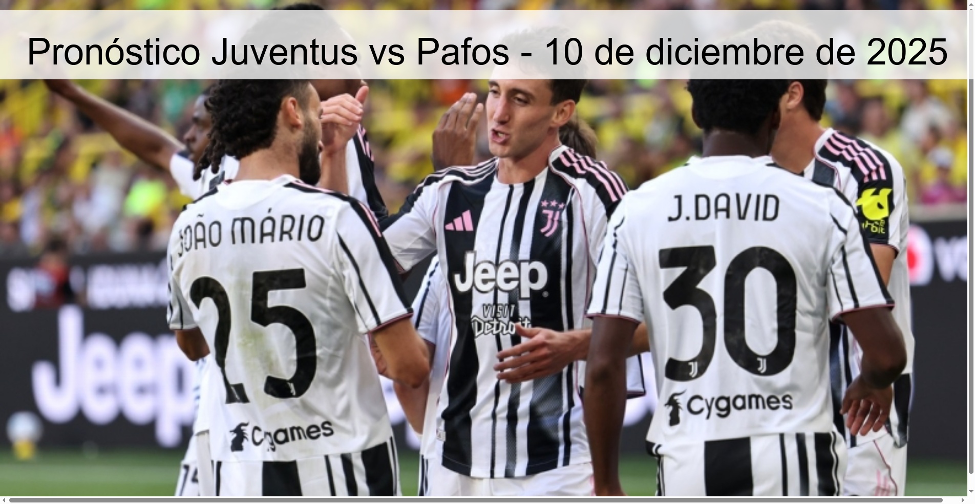 Pronóstico Juventus vs Pafos - 10 de diciembre de 2025