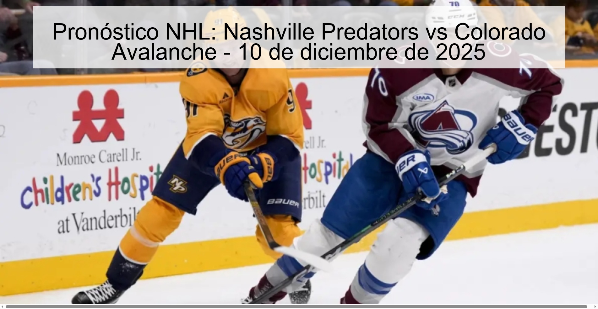 Pronóstico NHL: Nashville Predators vs Colorado Avalanche - 10 de diciembre de 2025