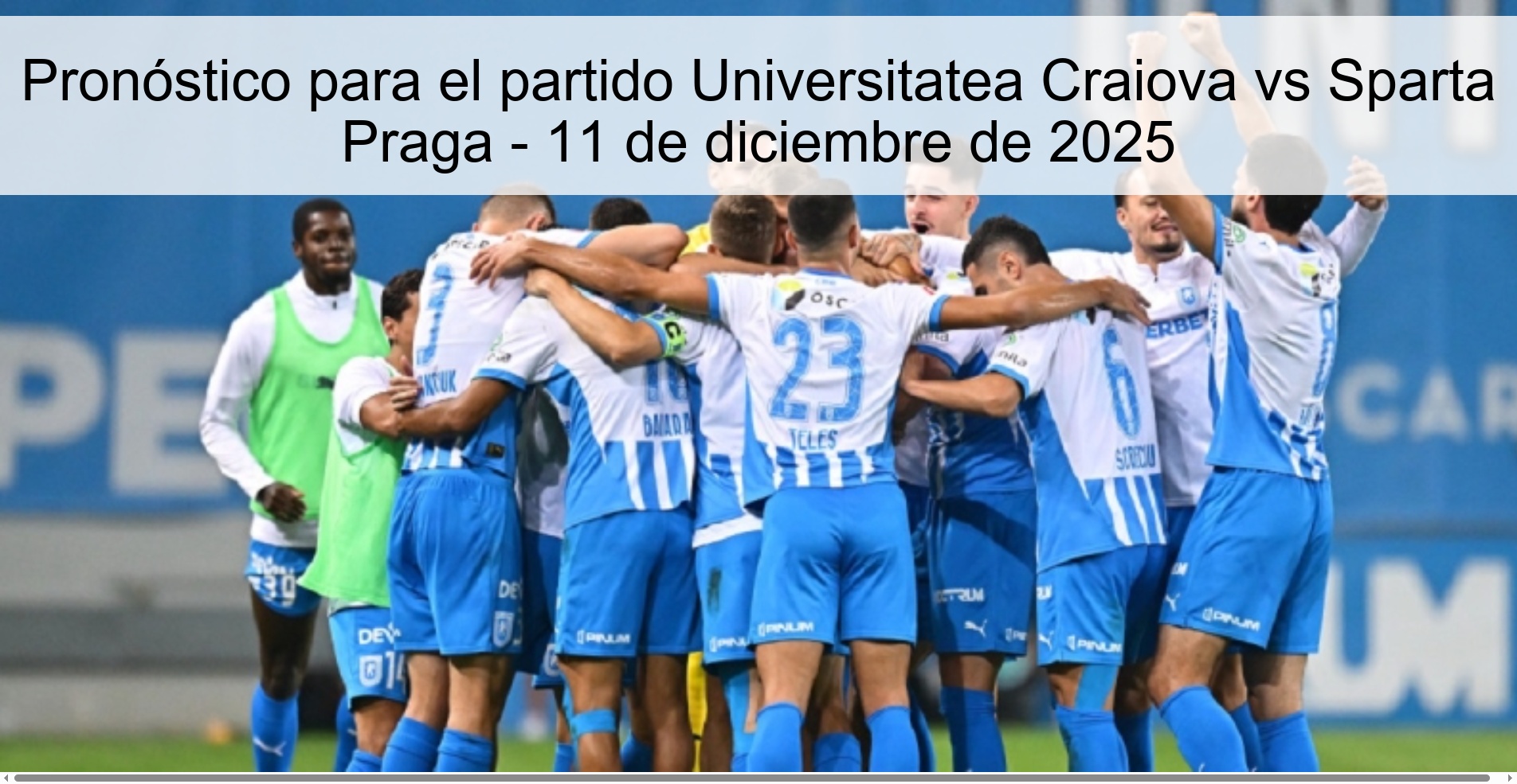 Pronóstico para el partido Universitatea Craiova vs Sparta Praga - 11 de diciembre de 2025