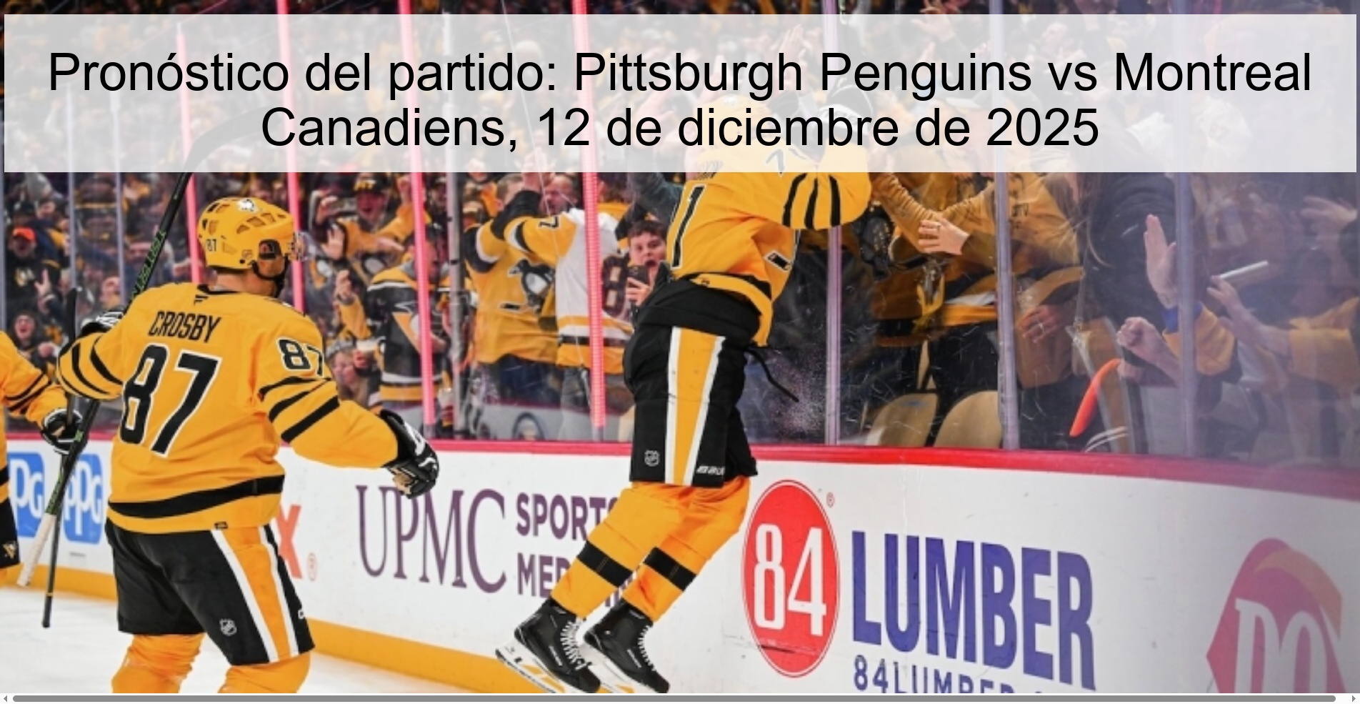 Pronóstico del partido: Pittsburgh Penguins vs Montreal Canadiens, 12 de diciembre de 2025