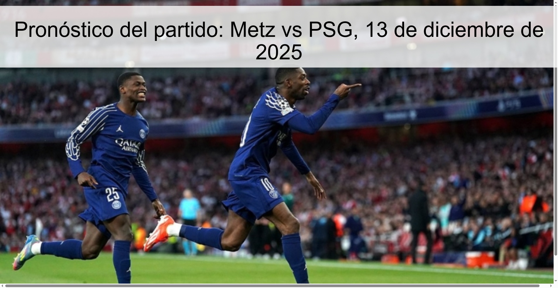 Pronóstico del partido: Metz vs PSG, 13 de diciembre de 2025